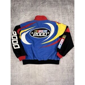 VIntage NASCAR 2000 Jacket Mens Large Blue Full Zip Y2K Chase Authentics Racing